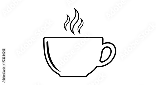 Minimalist Hot Drink Illustration: Steaming Cup of Coffee or Tea.