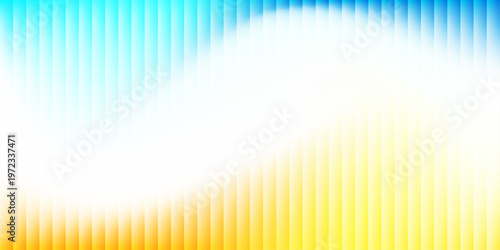 Abstract Rippled Glass Texture with Bright Blue and Yellow Wavy Gradient Vertical Stripes and Soft White Glow