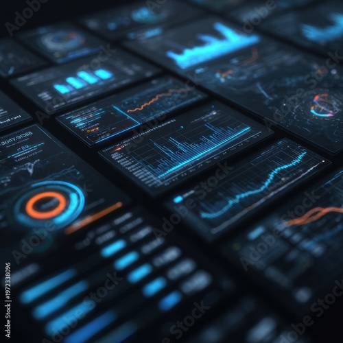 Data visualization charts on transparent