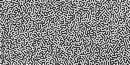 Abstract truing organic wallpaper Turing reaction diffusion monochrome seamless pattern with chaotic motion. Generative algorithm psychedelic background. Reaction-diffusion or truing pattern formation