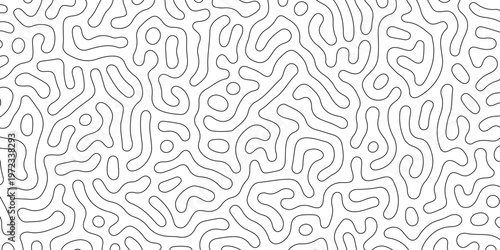 Abstract truing organic wallpaper Turing reaction diffusion monochrome seamless pattern with chaotic motion. Generative algorithm psychedelic background. Reaction-diffusion or truing pattern formation