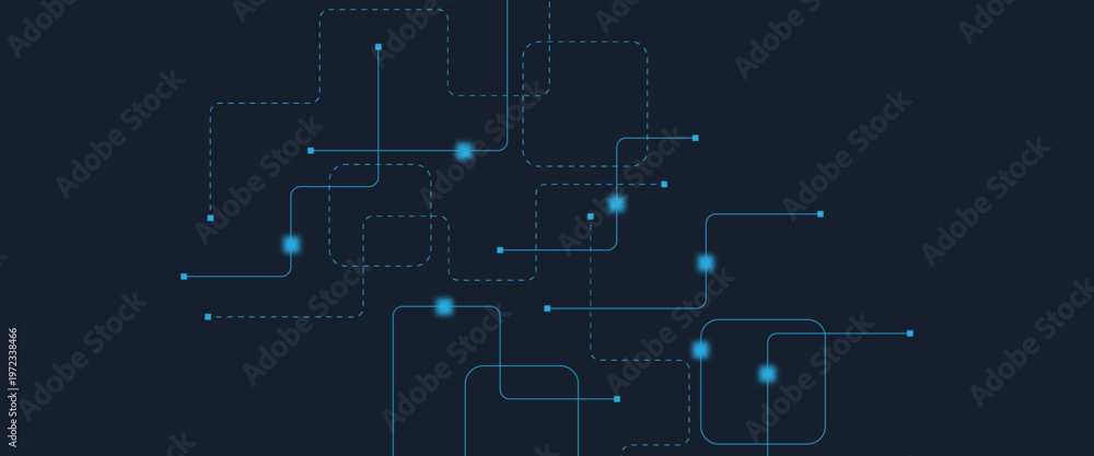 Obraz premium Abstract digital AI circuit board background with tech icons. Digital technology motherboard texture design. Engineering circuit board concept for poster, header, banner, website, presentation