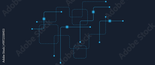 Abstract digital AI circuit board background with tech icons. Digital technology motherboard texture design. Engineering circuit board concept for poster, header, banner, website, presentation
