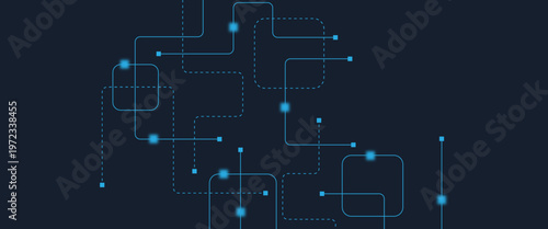 Abstract digital AI circuit board background with tech icons. Digital technology motherboard texture design. Engineering circuit board concept for poster, header, banner, website, presentation