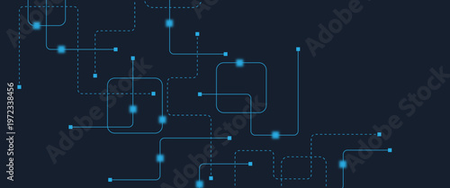 Abstract digital AI circuit board background with tech icons. Digital technology motherboard texture design. Engineering circuit board concept for poster, header, banner, website, presentation