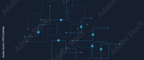 Abstract digital AI circuit board background with tech icons. Digital technology motherboard texture design. Engineering circuit board concept for poster, header, banner, website, presentation