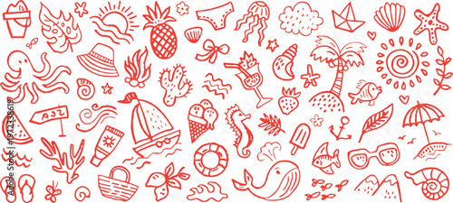 Whimsical hand drawn pattern a colorful collection of quirky illustrations and doodles