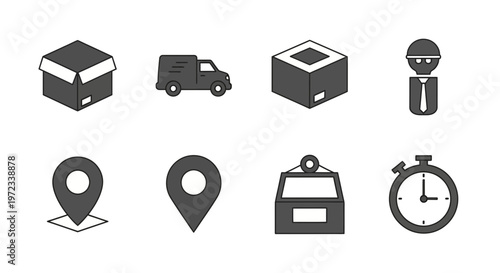 Delivery and Logistics Icons Set for E-commerce and Shipping Services.
