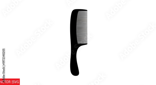 Black Comb Silhouette Icon on White Background