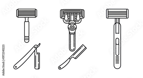Collection of Shaving Razors: Straight, Cartridge, and Disposable