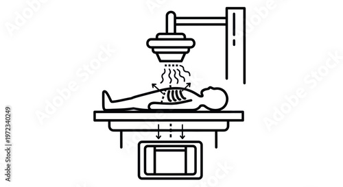 Medical Imaging Scan: Person Under X-ray Machine, Diagnostic Procedure