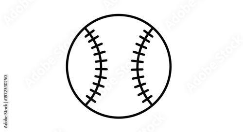Simple Line Drawing of a Baseball on a White Background
