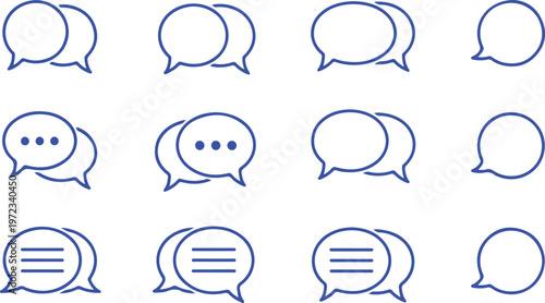 Communicating Ideas: A graphic representation of various empty thought bubbles, symbolizing dialogue, communication, and the exchange of ideas.