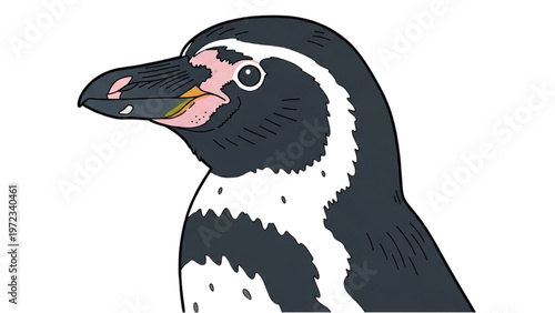 Vector illustration of a penguin with yellow pencil in beak for CAD design