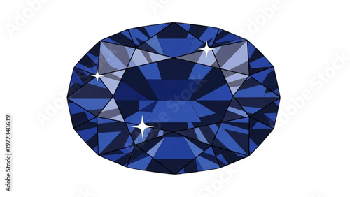 Vector CAD design of a large oval cut blue sapphire gemstone