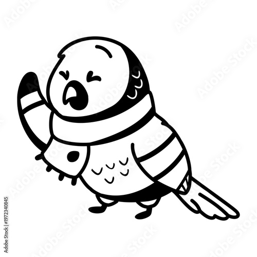 A glyph style icon representing a budgie 
