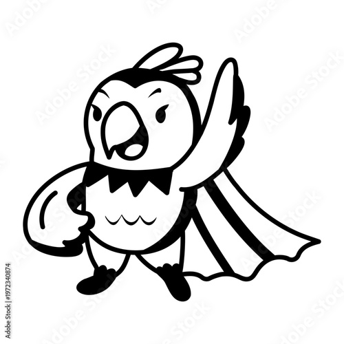 A glyph style icon depicting a macaw  
