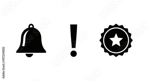 Notification icons representing alerts and achievements on a white background.