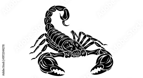 Scorpio Zodiac Sign Symbol Black Silhouette Illustration