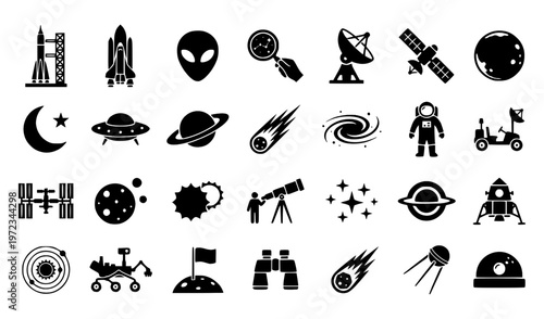 Vector set of Icons related to Space and Astronomy.