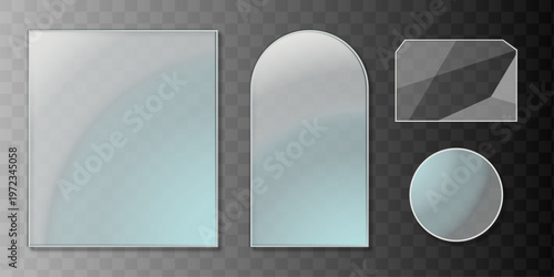 Assortment of mirror shapes isolated on transparent background