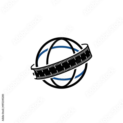Global Measurement Concept: Globe with Measuring Tape Wrapped Around