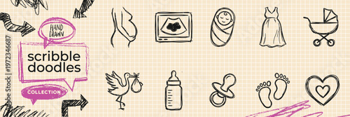 Black ink scribble minimalist cryptocurrency blockchain bitcoin icon set hand drawn doodle finance digital money illustrations on pure white background