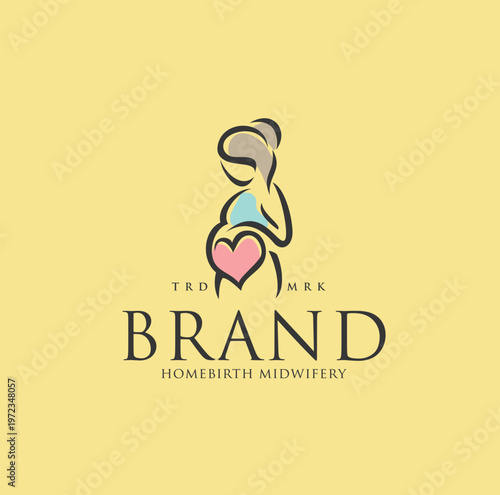 pregnant logo design template with heart shaped	