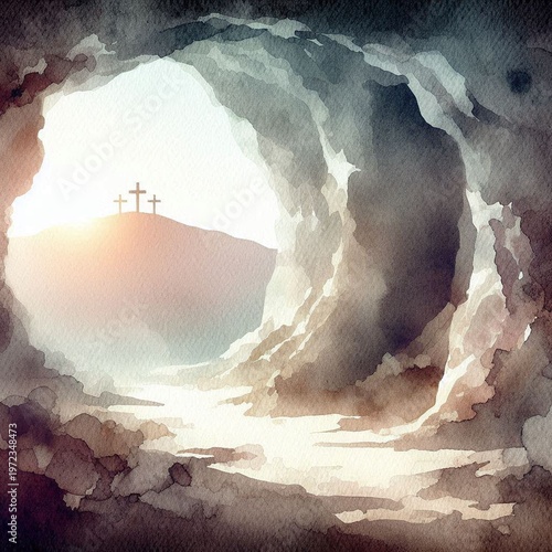 Jesus Christ Resurrection Hope Illustration Easter Concept