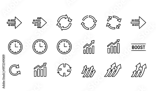 set of arrows Minimal Agile Workflow Line Icon Vector Collection for Business and Productivity Design