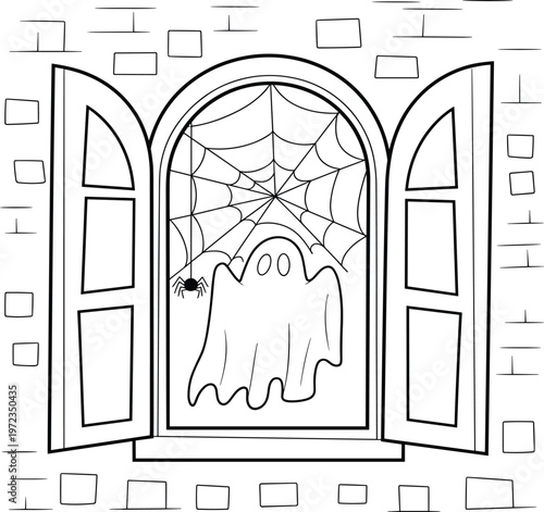 Happy young girl riding skateboard outdoor coloring book page for kids cad drawing flat vector illustration isolated on white