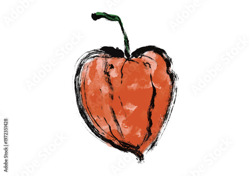 ほおずき和風筆イラスト