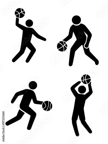 People playing basketball set icon illustration, for activity design