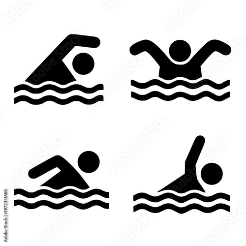 Swimming people set icon illustration, for activity design