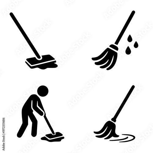 Sweeping set icon illustration, for cleaning design