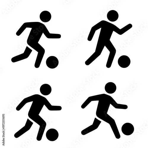 People playing soccer set icon illustration, for activity design