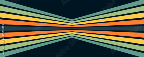 Abstract colorful 70s background vector. Vintage retro wallpaper with rainbow stripes and wavy lines. A 1970 color illustration suitable for posters, banners, decorative items and wall art
