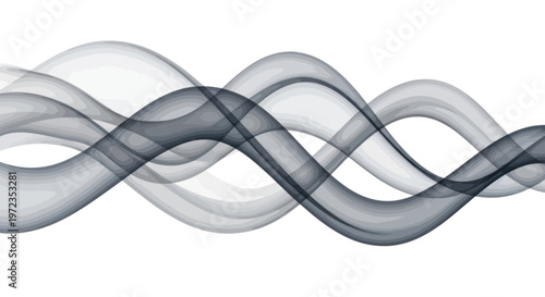 Abstract flowing waves, smooth curves, dark grey and white, modern background design