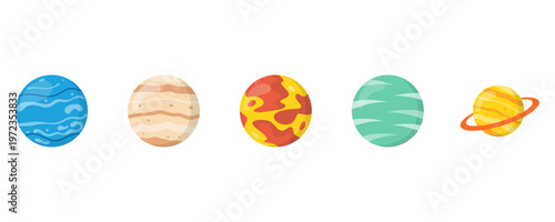 Colorful Cartoon Space Planet Set