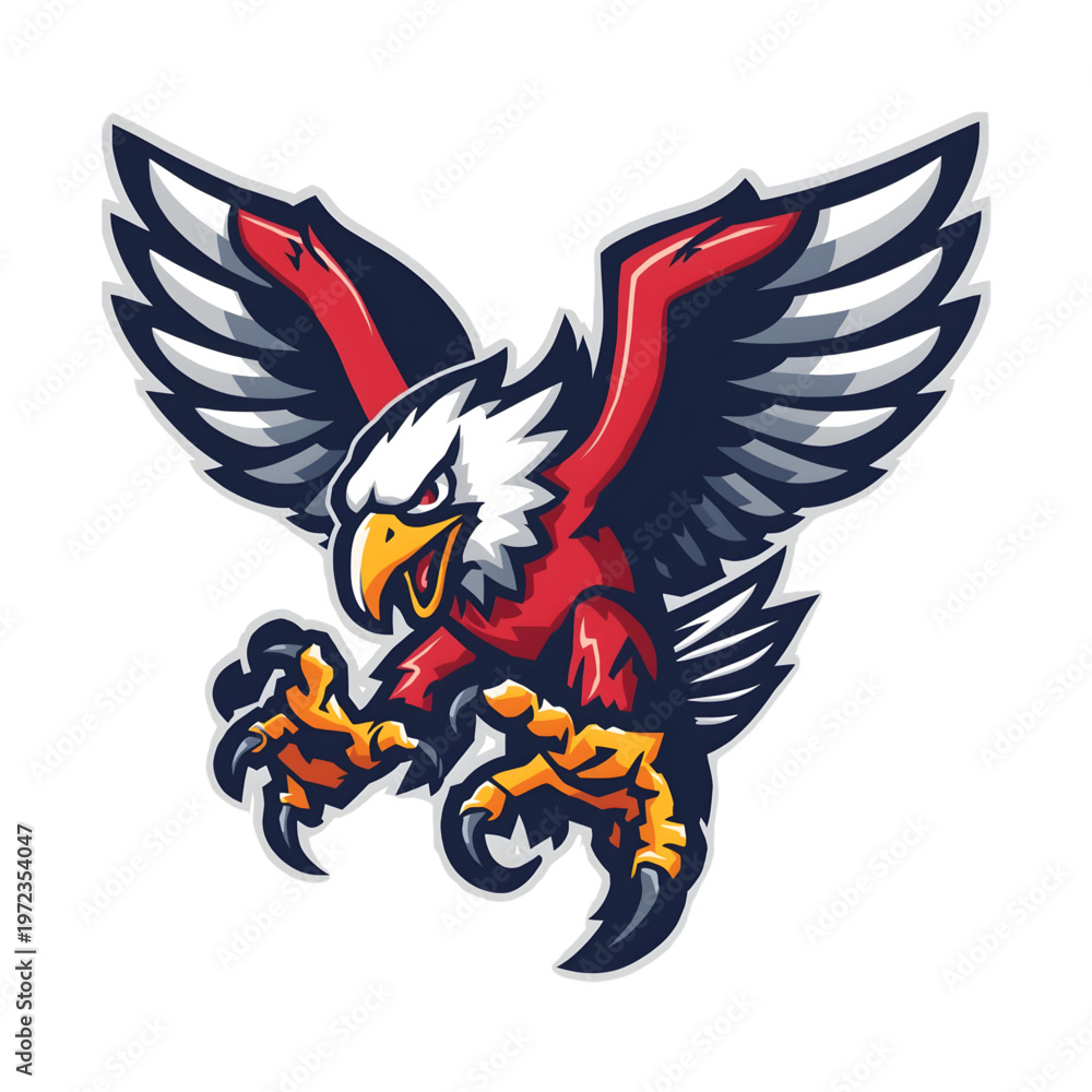 Naklejka premium Flying Eagle Mascot Attack Pose Vector Illustration