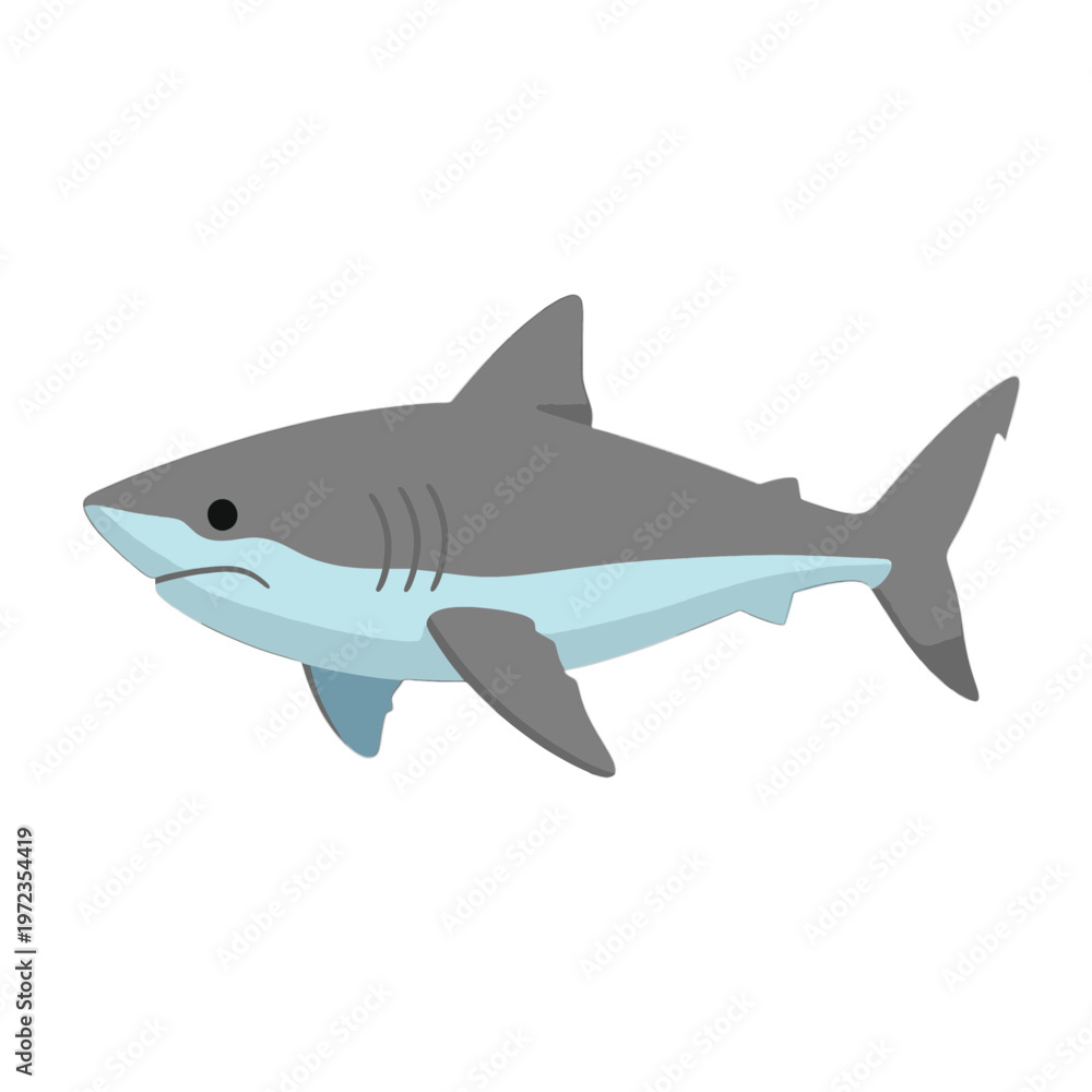 Fototapeta premium Gray and White Shark Vector Icon