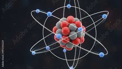 3D Model of an Atomic Nucleus with Electron Orbits