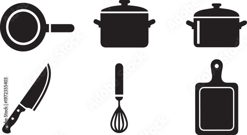 Kitchen Utensils And Cafe Graphic Elements Vector Illustration Set