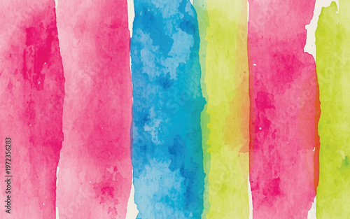 Abstract Watercolor Stripes: Vivid, vertical watercolor strokes of pink, blue, and green blend with artistic flair and evoke feelings of creativity and tranquility.