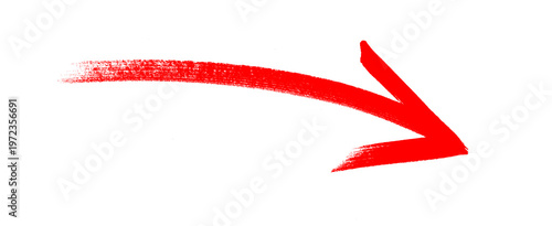 red arrow icon brush stroke, arrow sign drawn with marker on transparent background
