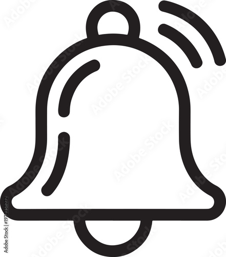 Notification bell icon silhouette with sound waves