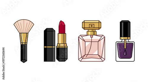 Makeup products for beauty routine.