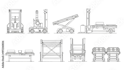 Collection of Industrial Machinery Schematics and Blueprints