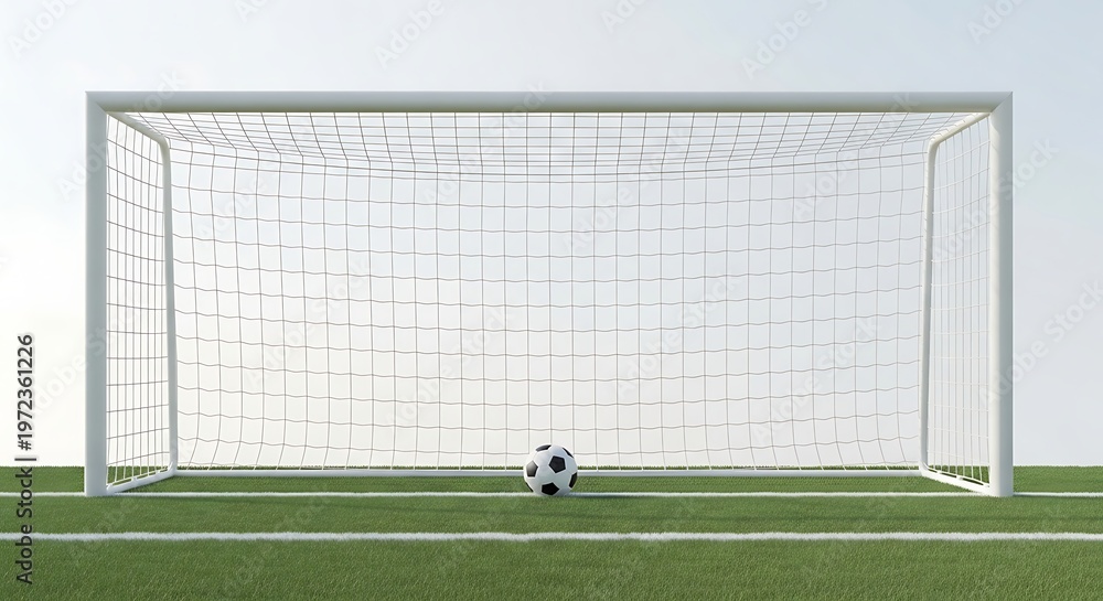 Fototapeta premium A soccer ball sitting in front of a goal And, World Cup 2026, World Cup, FIFA World Cup 2026, Football 2026, World Cup Football 2026