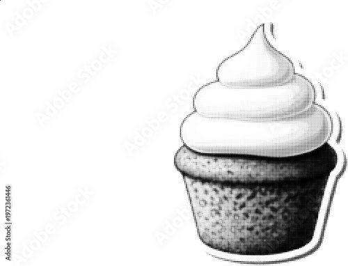 Ice Cream Cone Halftone Illustration Sweet Dessert Concept